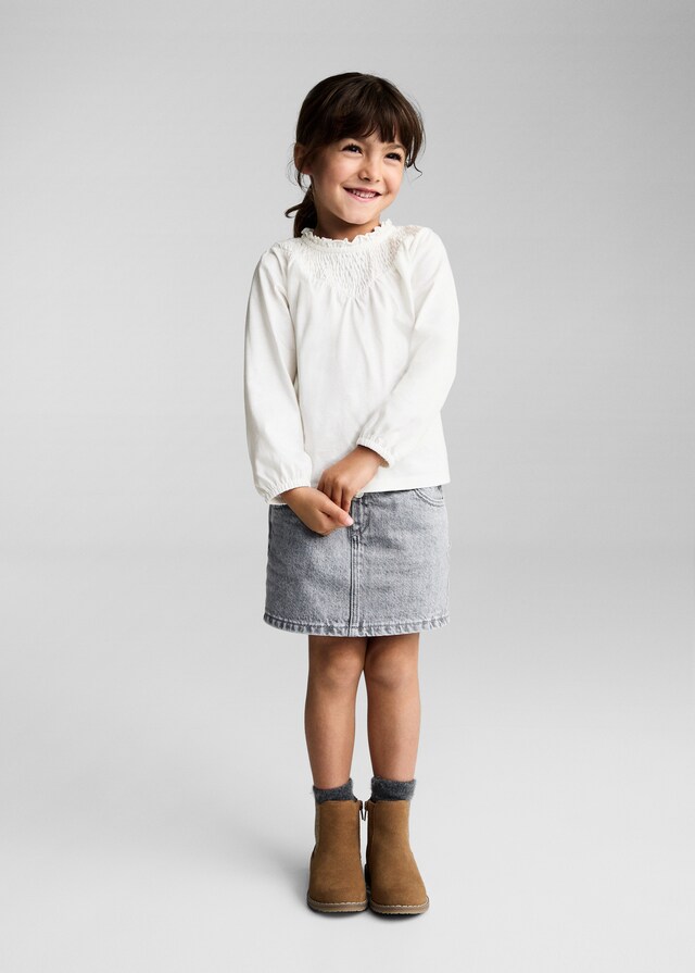 Mango T-Shirt mit gerafftem Ausschnitt