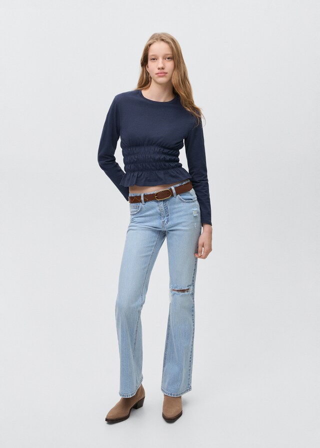 Mango T-Shirt Mit Geraffter Taille