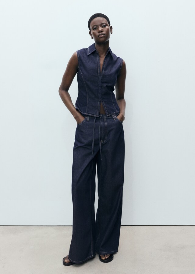 Mango Tailliertes Denim-Top