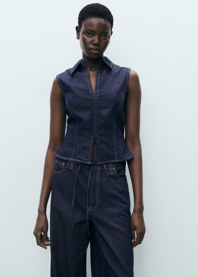 Mango Tailliertes Denim-Top