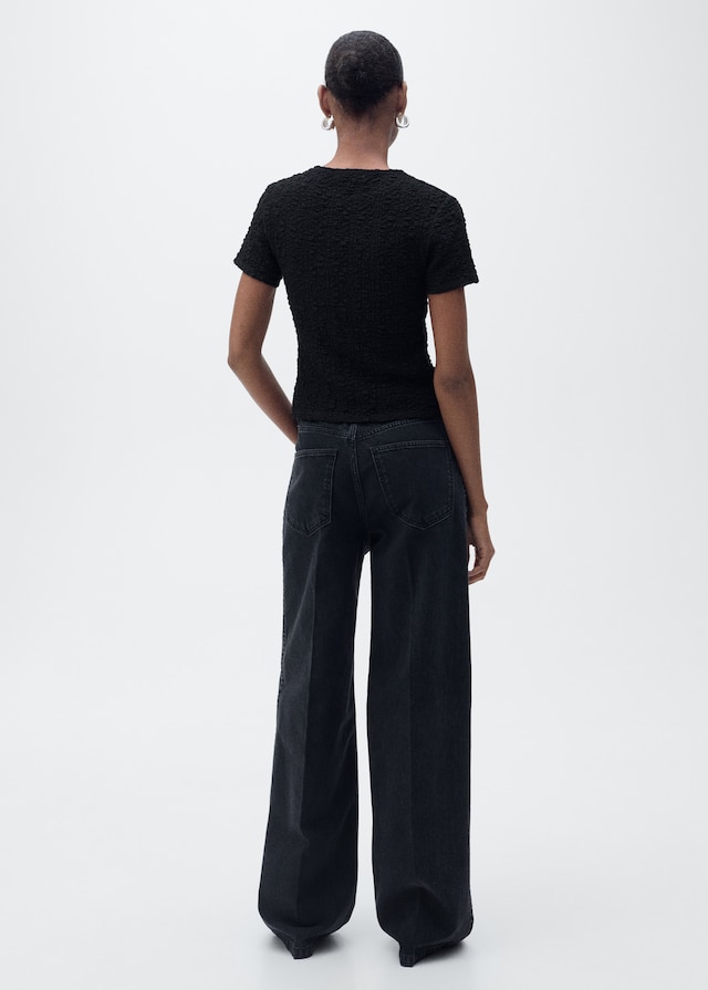 Mango Texturiertes T-Shirt Aus Baumwollgemisch