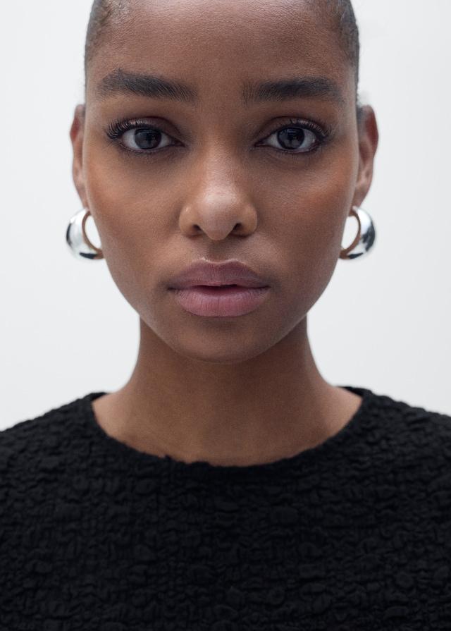 Mango Texturiertes T-Shirt Aus Baumwollgemisch