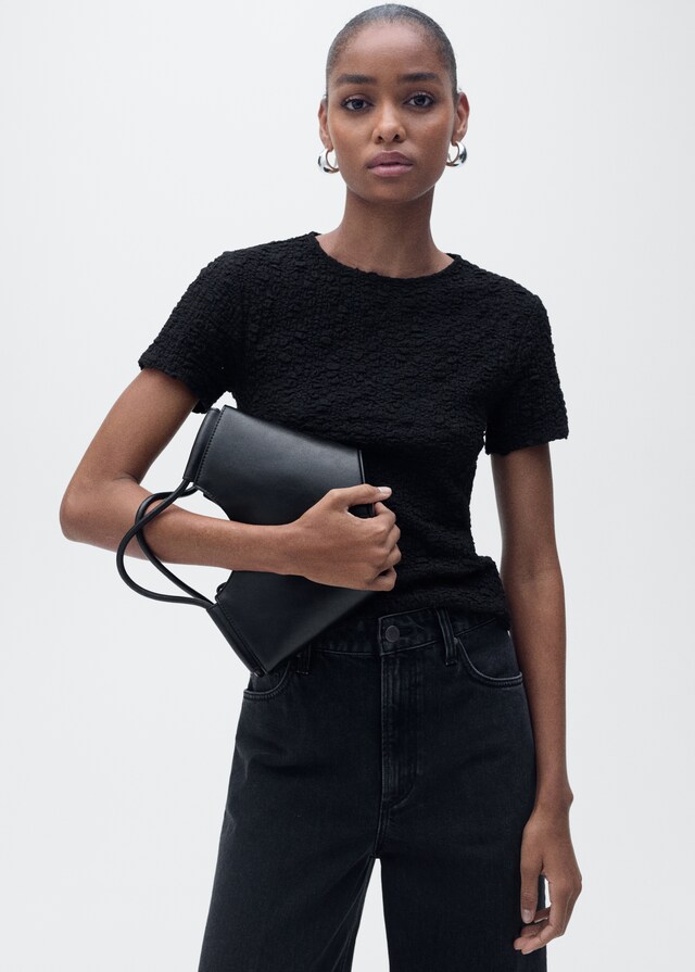 Mango Texturiertes T-Shirt aus Baumwollgemisch