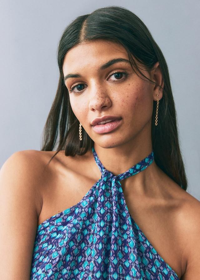 Mango Top Mit Print Und Halterkragen