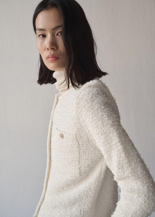 Mango Tweedjacke Mit Schmuckknöpfen