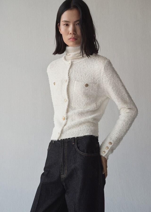 Mango Tweedjacke mit Schmuckknöpfen