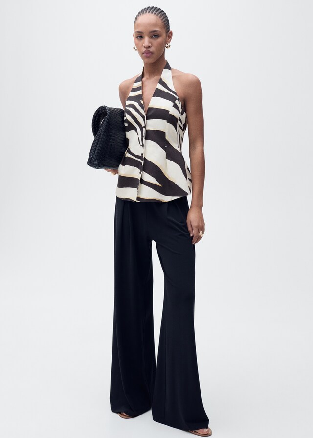 Mango Weste Aus Leinengemisch Mit Zebra-Motiv