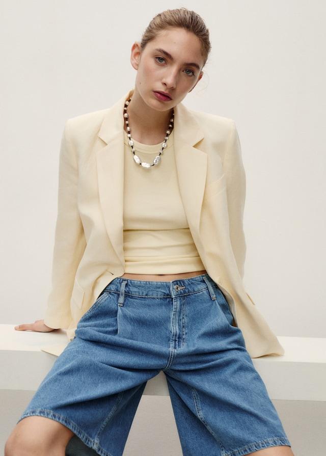 Mango Wideleg-Bermudashorts Mit Bundfalten