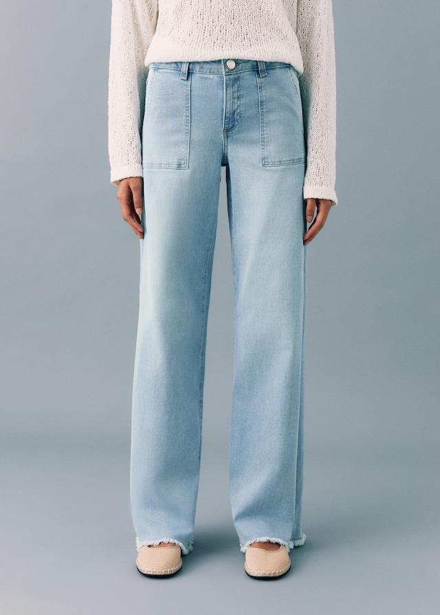 Mango Wideleg-Jeans Mit Ausgefranstem Saum