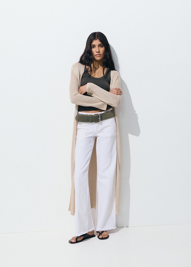 Mango Wideleg-Jeans Mit Ausgefranstem Saum