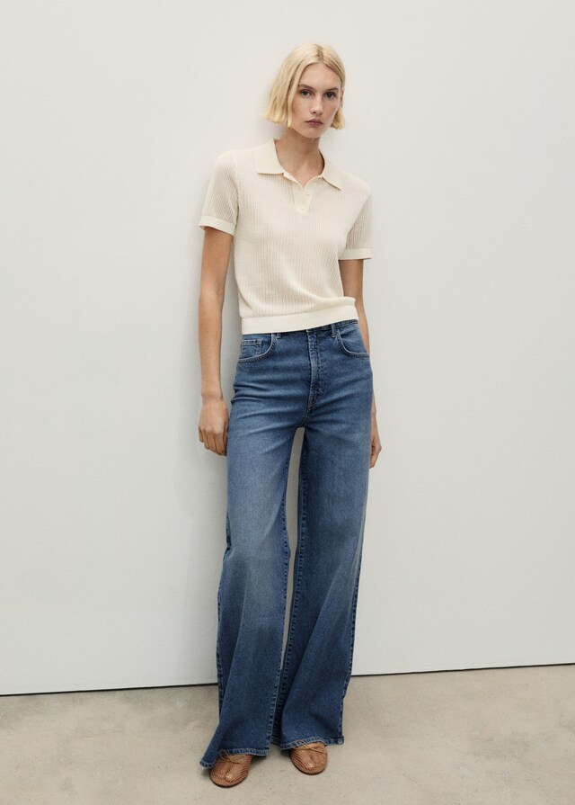 Mango Wideleg-Jeans Mit Hohem Bund