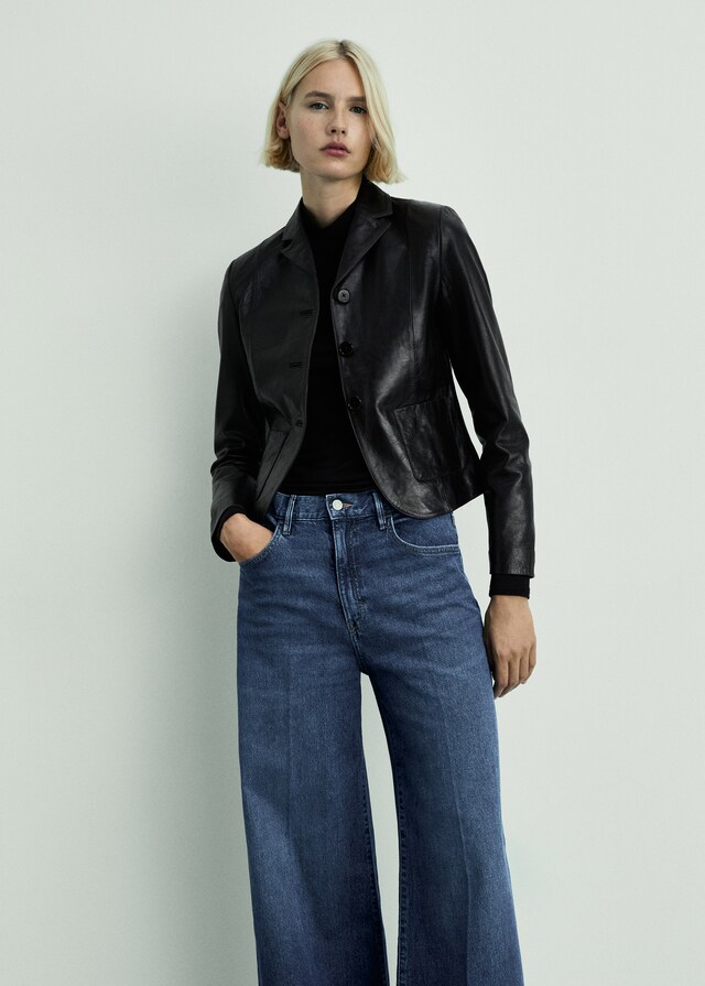 Mango Wideleg-Jeans Mit Hohem Bund