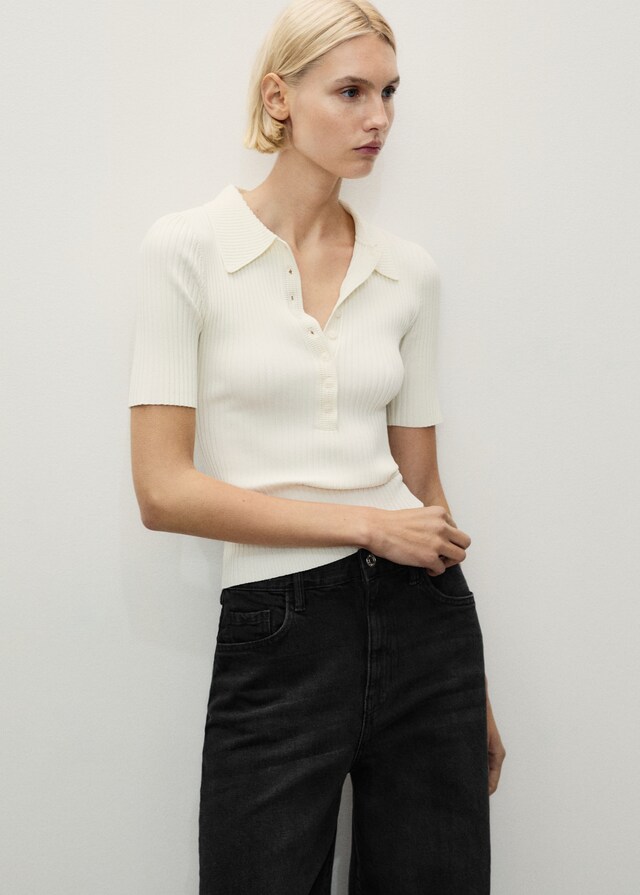 Mango Wideleg-Jeans Mit Hohem Bund