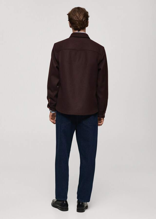 Mango Wollflanell-Overshirt Mit Taschen