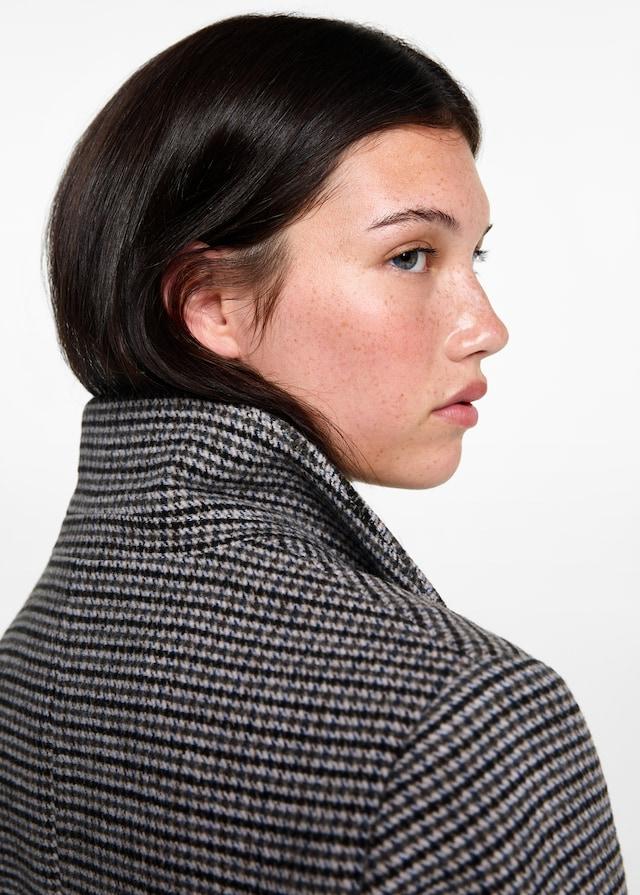 Mango Wollmantel Mit Hahnentritt