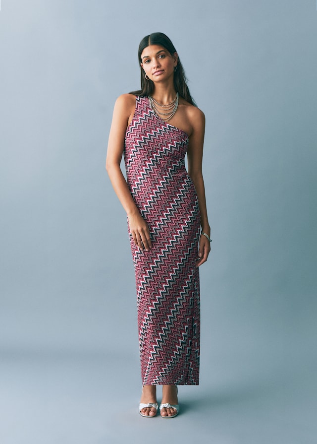 Mango Zickzack-Lurexkleid