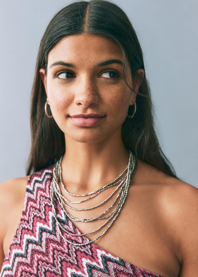 Mango Zickzack-Lurexkleid