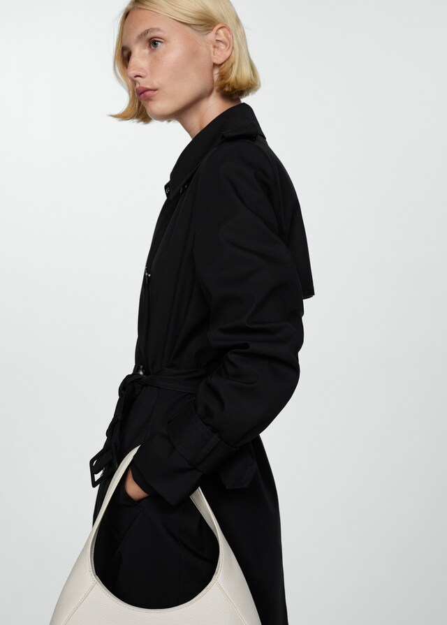 Mango Zweireihiger Baumwoll-Trenchcoat