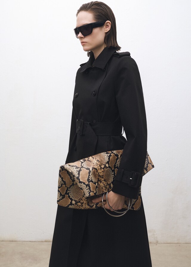 Mango Zweireihiger Baumwoll-Trenchcoat