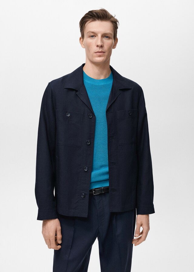 Mango Overshirt aus Lyocell-/Leinengemisch mit Taschen