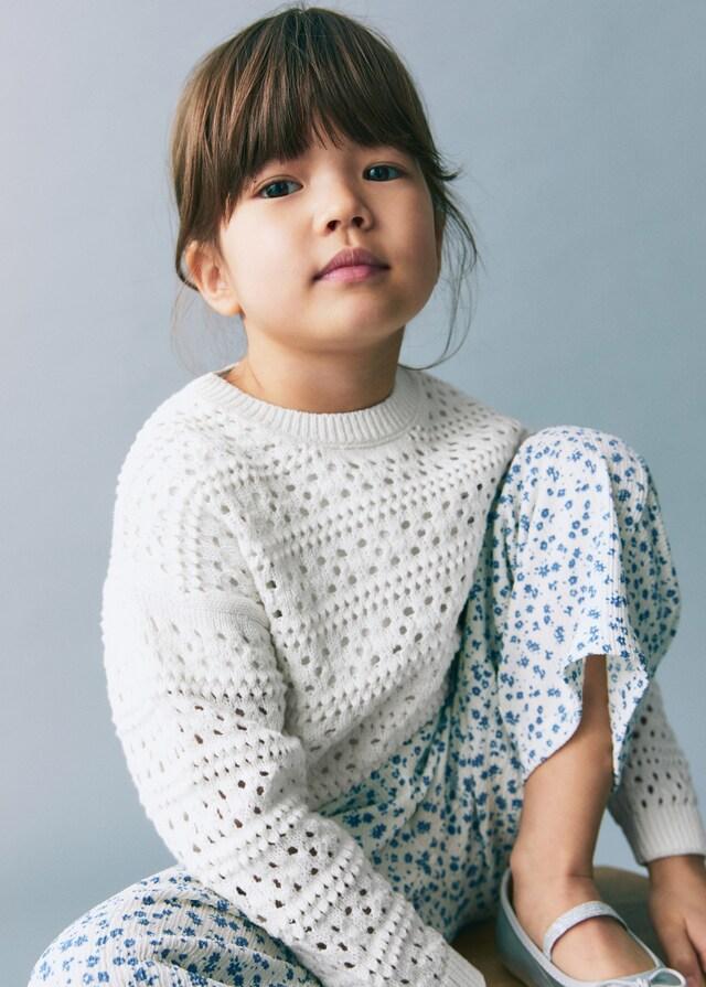 Mango Pullover aus Recycling-Baumwolle mit Lochmuster