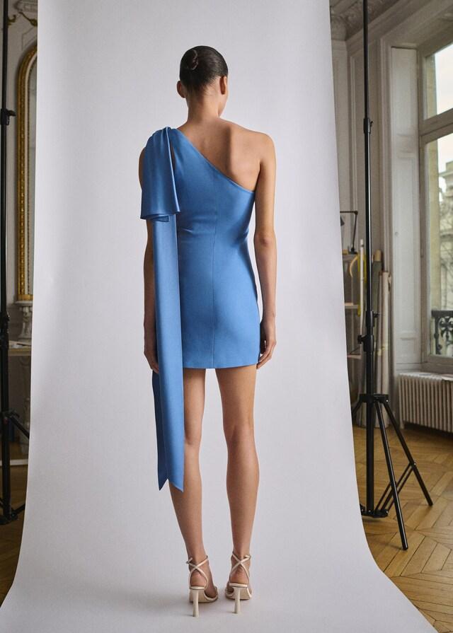 Mango Satinkleid Mit Drapierung Und Schleifendetail