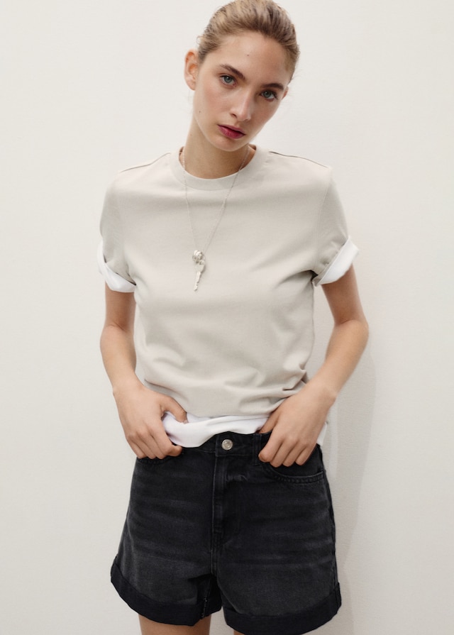 Mango Shorts Mit Hohem Bund Und Umgeschlagenem Saum