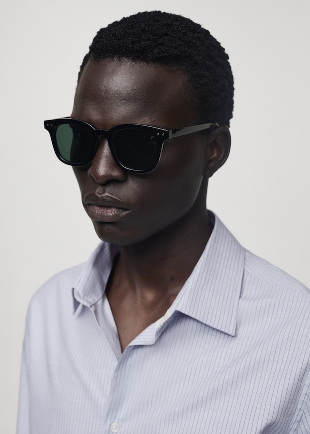 Mango Slim Fit-Baumwollhemd Mit Nadelstreifenmuster