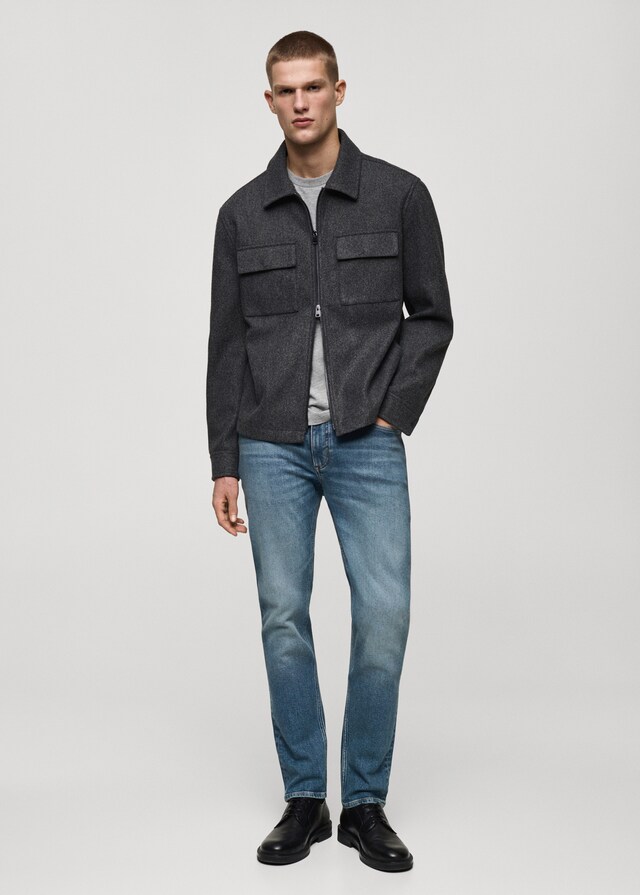 Mango Slim Fit-Jeans Jan Im Used-Look Mit Mittlerer Waschung