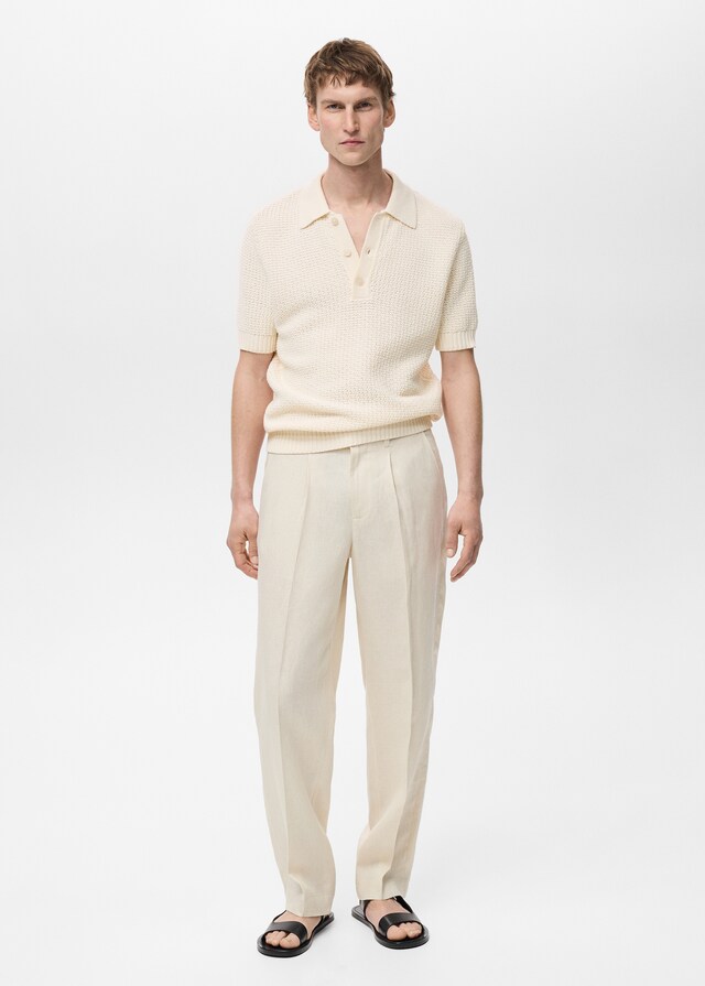 Mango Strick-Poloshirt Aus Baumwolle Mit Lochmuster