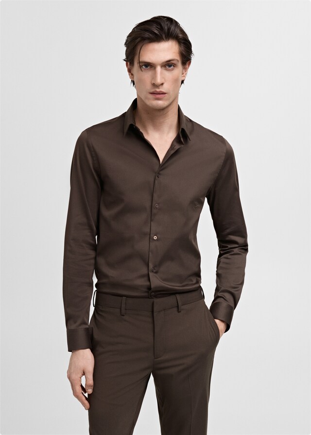 Mango Super Slim Fit-Anzugshemd aus Baumwoll-Stretch