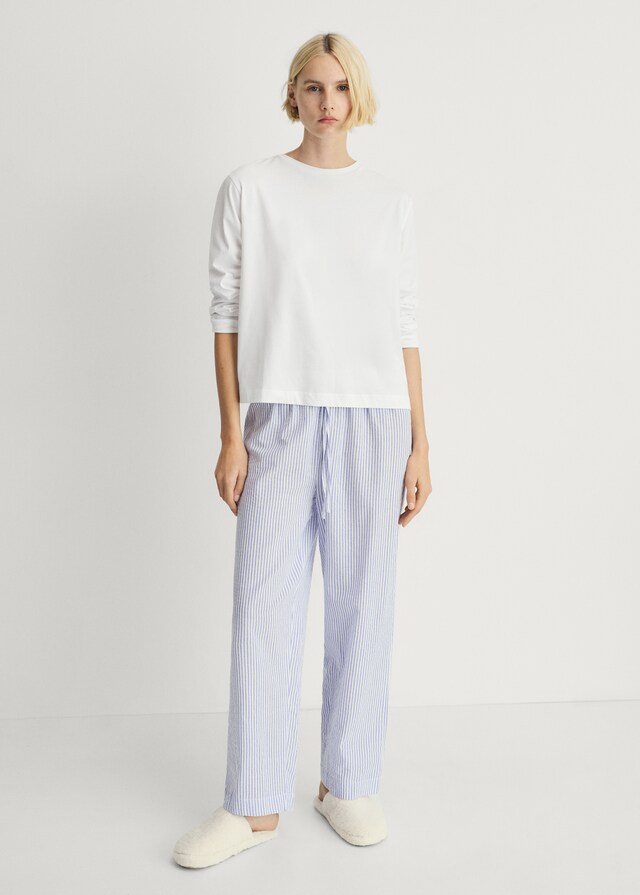 Mango Zweiteiliger Pyjama mit Streifen aus Seersucker