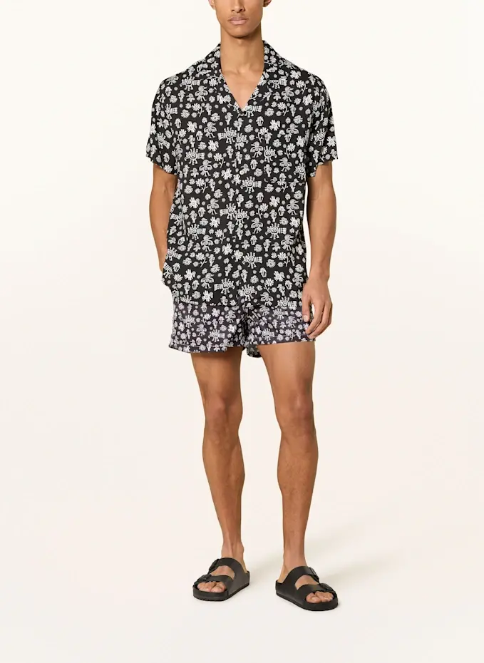 Arrels BARCELONA Arrels BARCELONA Resorthemd BLACK MEXICAN BIRDS × MARION DEUCHARS Comfort Fit