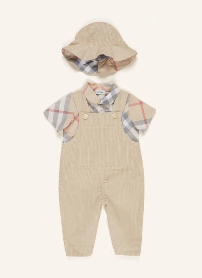 BURBERRY BURBERRY Set: Latzhose Resorthemd und Bucket-HatBABY