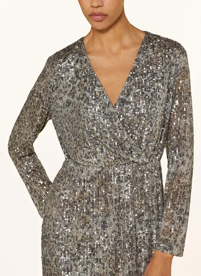 Lilienfels Lilienfels Kleid In Wickeloptik Mit Pailletten