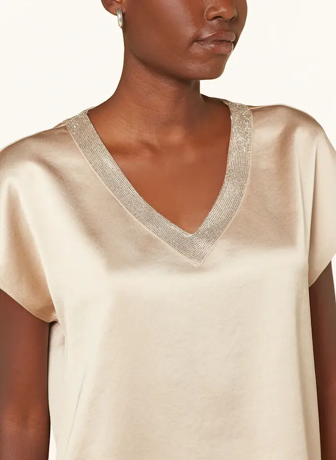 MARC AUREL MARC AUREL Blusenshirt Aus Satin Mit Schmucksteinen