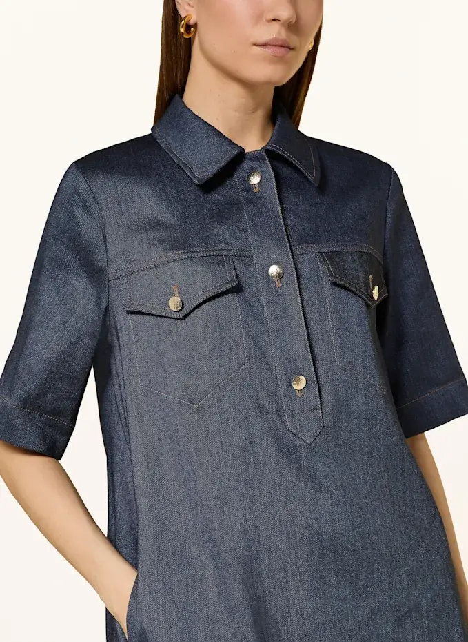 RIANI RIANI Hemdblusenkleid In Jeansoptik Mit Leinen