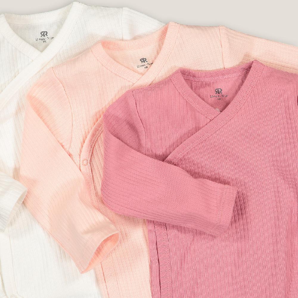Laredoute 3er-Pack Bodys Für Neugeborene Aus Bio-Baumwolle Ecru + Rosa LA REDOUTE COLLECTIONS