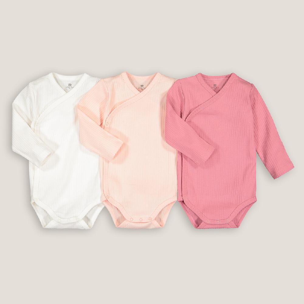 laredoute 3er-Pack Bodys für Neugeborene aus Bio-Baumwolle ecru + rosa LA REDOUTE COLLECTIONS