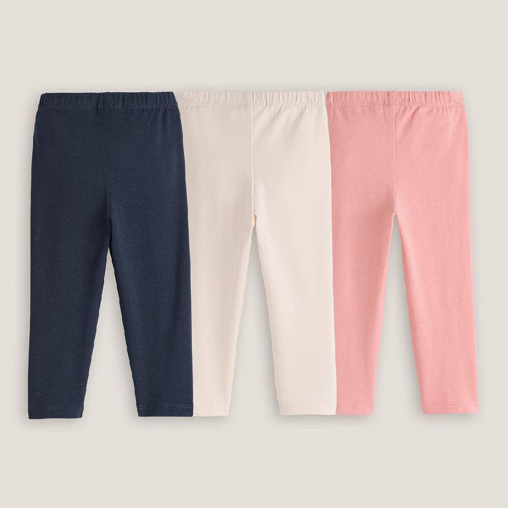 Laredoute 3er-Pack Leggings Unifarben Marine + Rosa + Ecru LA REDOUTE COLLECTIONS