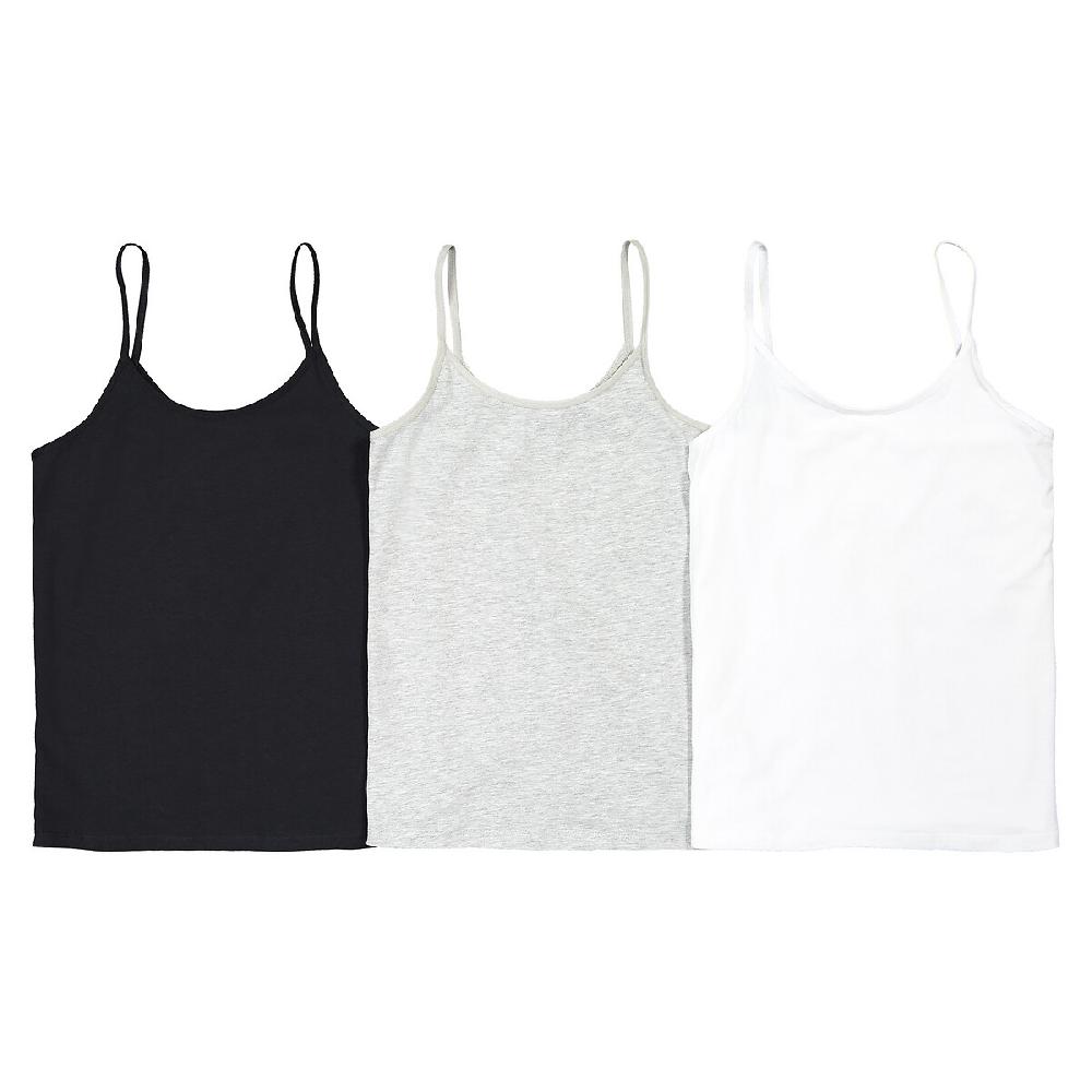 laredoute 3er-Pack Tops uni Baumwolle schwarz + weiss + grau LA REDOUTE COLLECTIONS