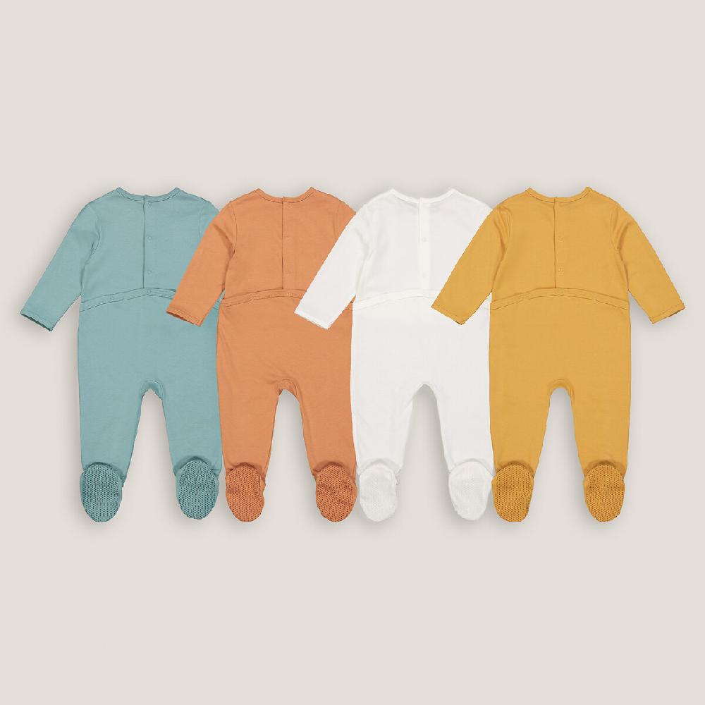 Laredoute 4er-Pack Strampler Mit Fuss Buchstabenmotiv Blau + Braun + Ecru LA REDOUTE COLLECTIONS