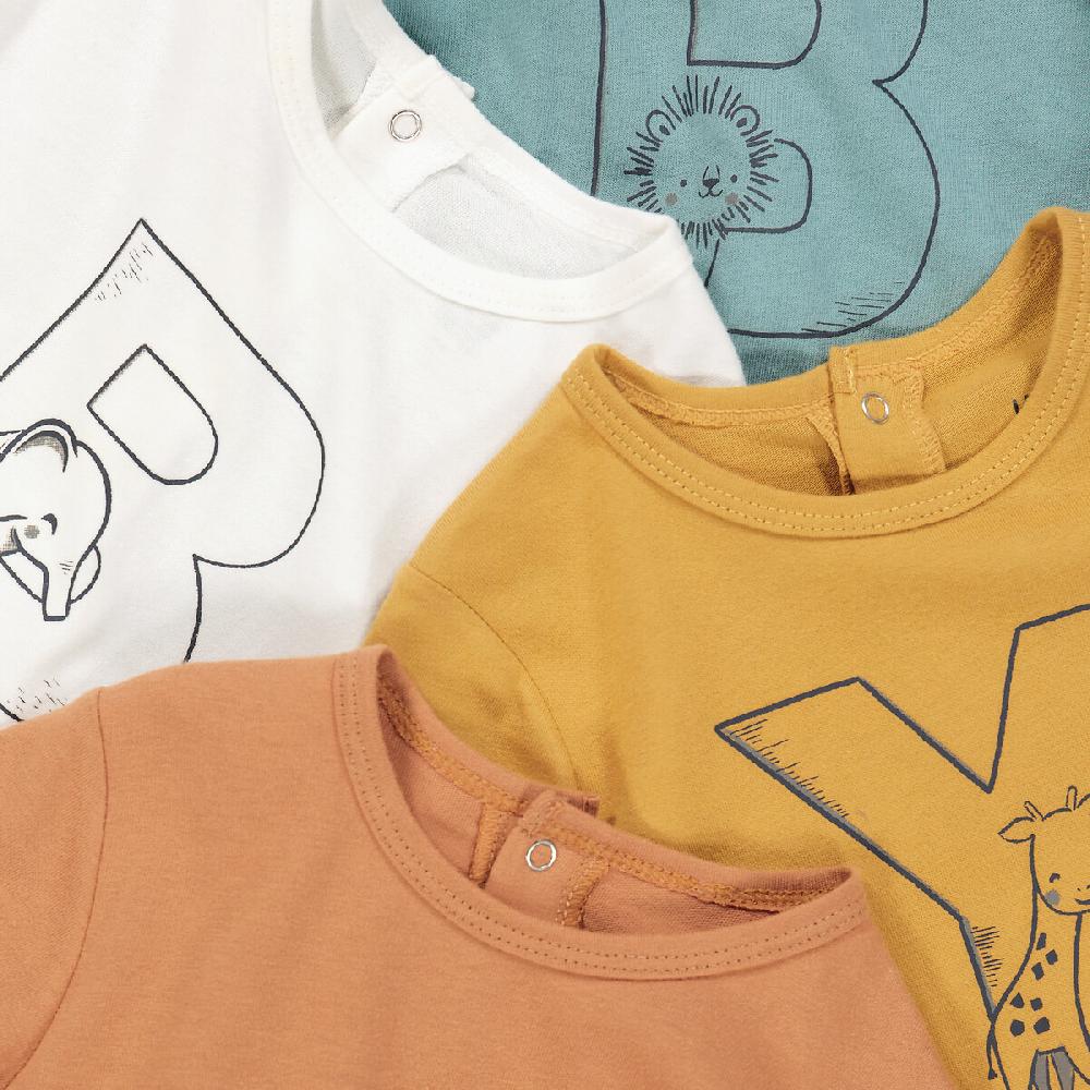 Laredoute 4er-Pack Strampler Mit Fuss Buchstabenmotiv Blau + Braun + Ecru LA REDOUTE COLLECTIONS