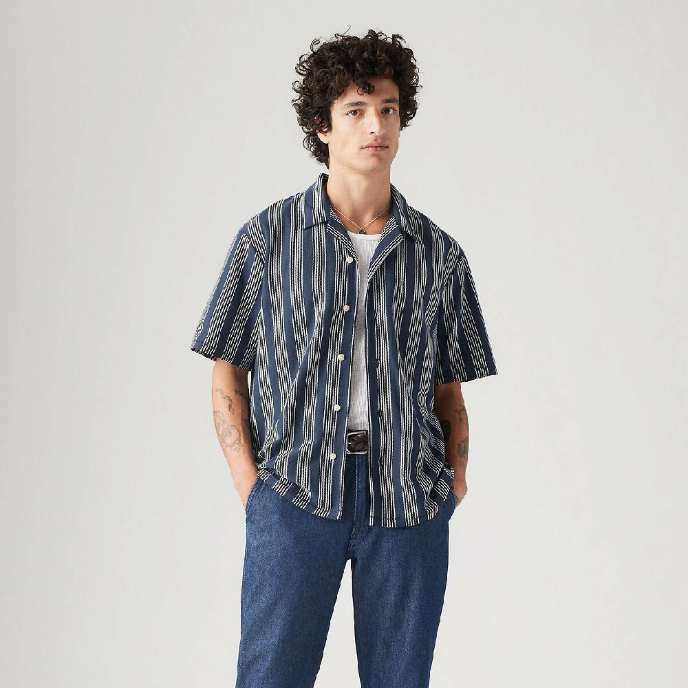 laredoute Gestreiftes Kurzarm-Hemd Baumwolljersey blau gestreift LEVI'S