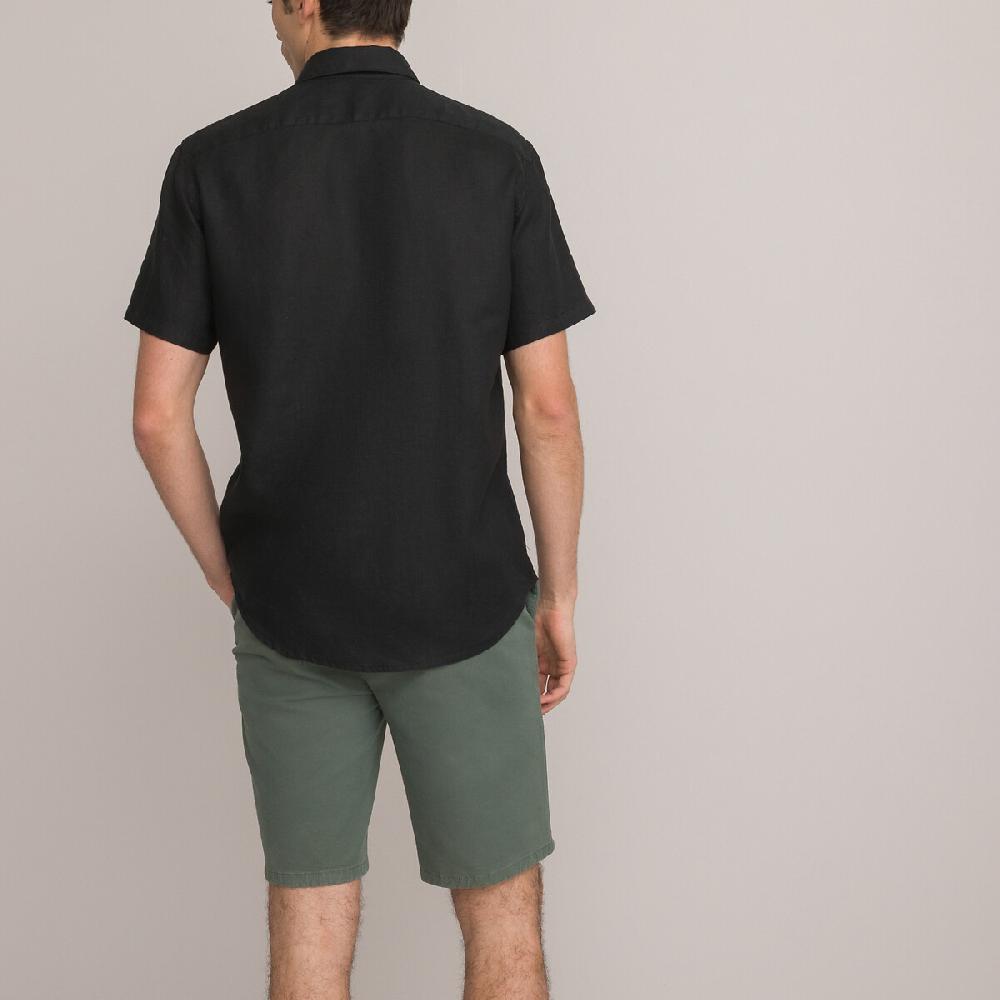 Laredoute Kurzärmeliges Leinenhemd Regular-Fit Schwarz LA REDOUTE COLLECTIONS