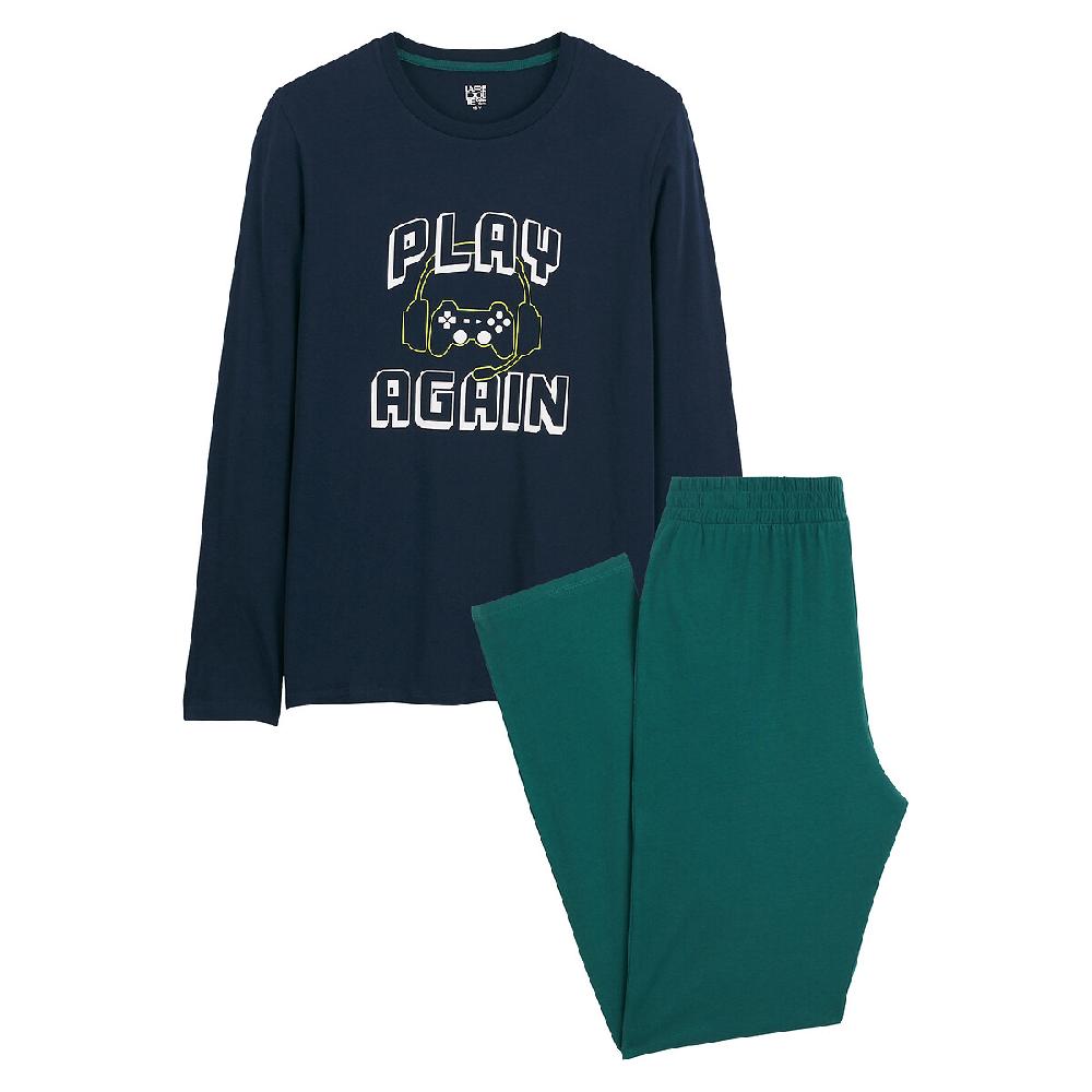 laredoute Pyjama aus Jersey mit Gaming-Aufdruck marine/grün LA REDOUTE COLLECTIONS