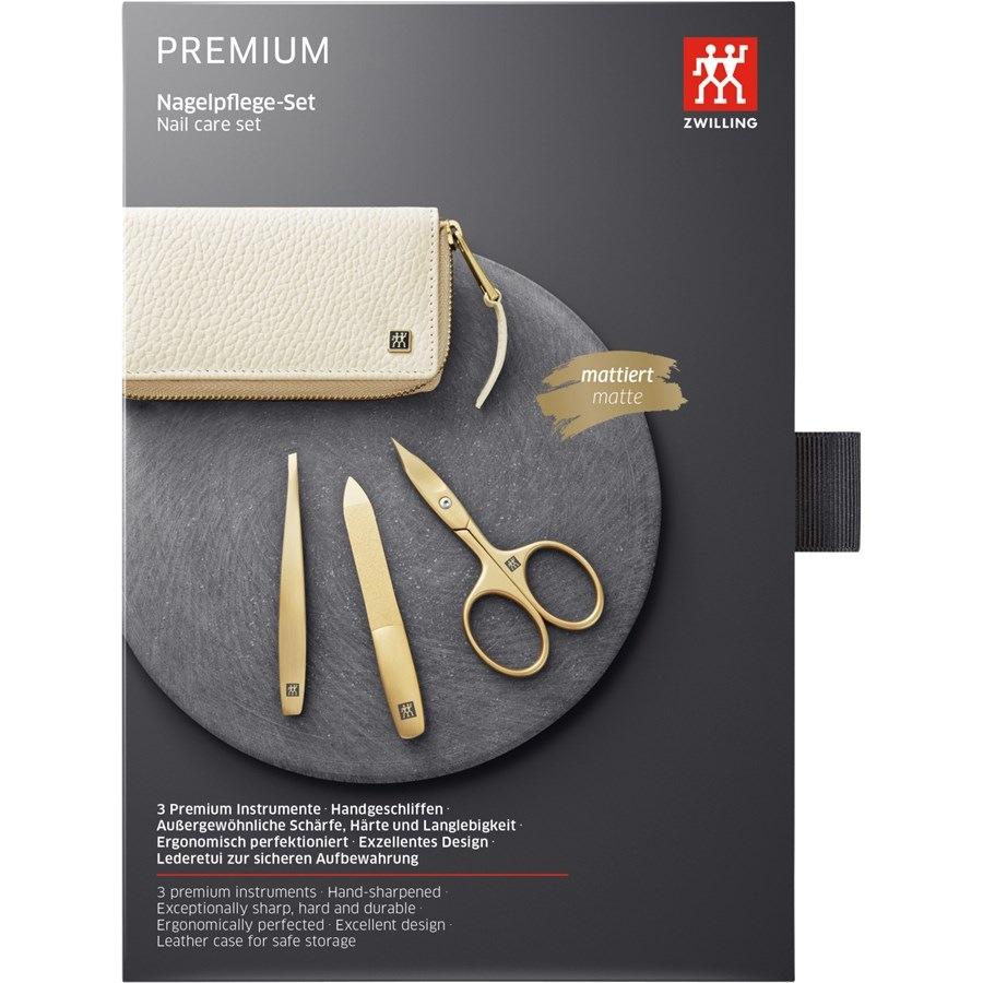 Sets 3-tlg. Maniküre/Pediküre-Etui Beigefarbenem Rindleder Von Zwilling Beauty