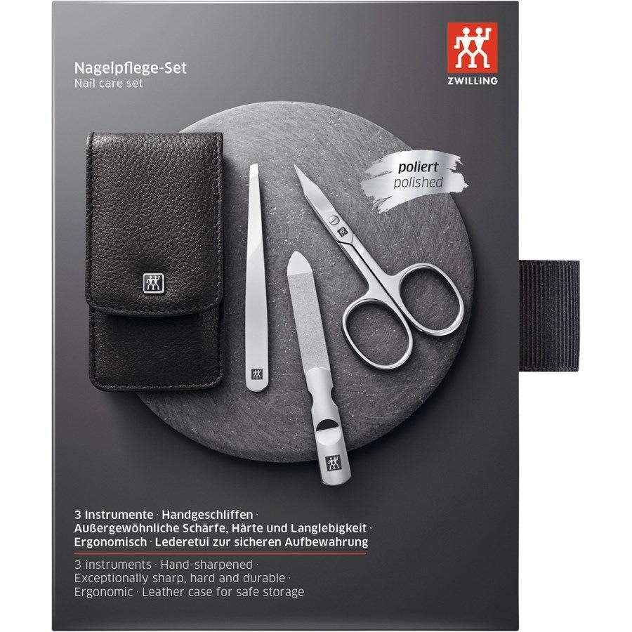 Sets 3-tlg. Maniküre/Pediküre-Etui Schwarzem Rindleder Von Zwilling Beauty