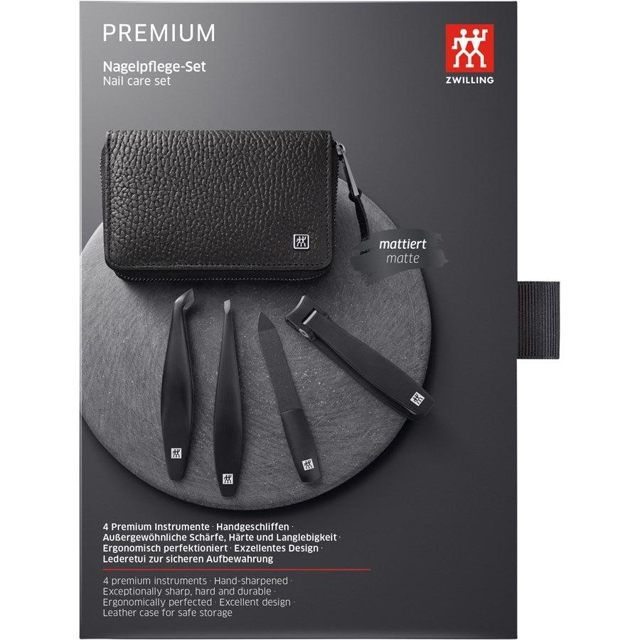 Sets 4-tlg. Maniküre/Pediküre-Etui Schwarzem Rindeder Von Zwilling Beauty