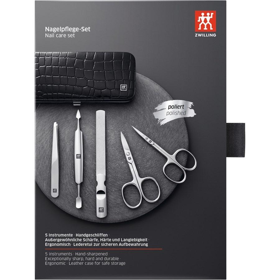 Sets 5-tlg. Maniküre/Pediküre-Etui Schwarzem Echtleder Von Zwilling Beauty